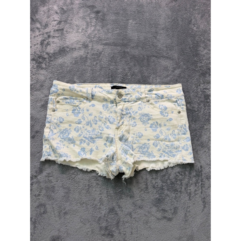 Y2K Blokette Coquette 2010s Forever 21 Tumblr 2014 Floral Mini Denim Shorts 31